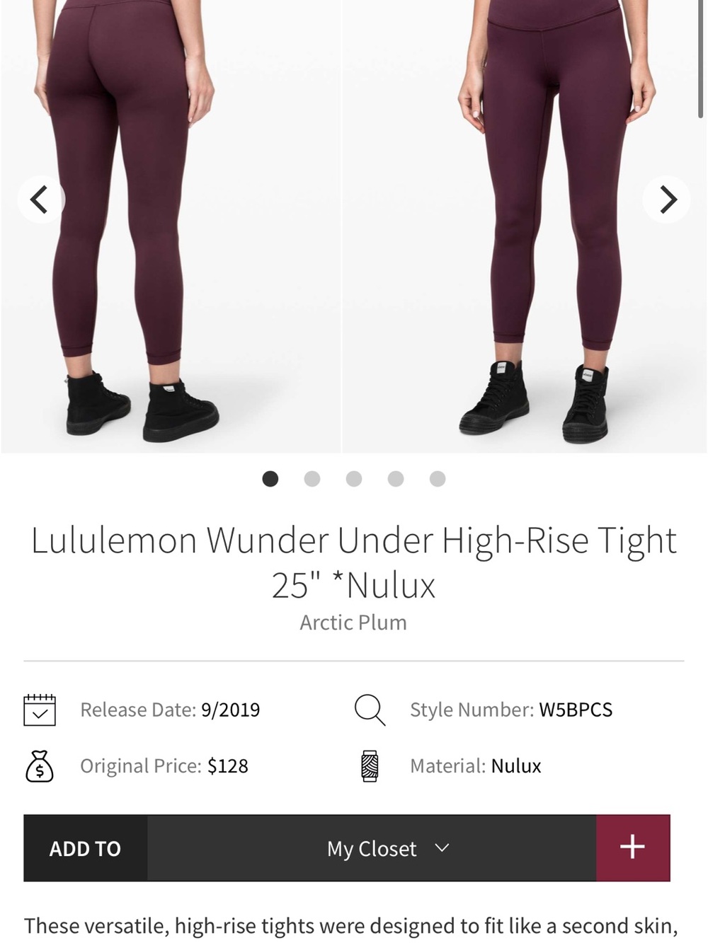 Lululemon Wunder Under High-Rise 25”Tights in Arctic Plum
